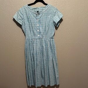 Charming Vintage Striped Button up Dress